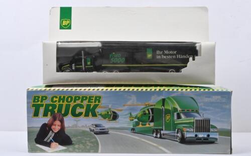 BP: Two BP semi-trailers. Black cab and trailer with 'BP Visco 5000' and German text labels
