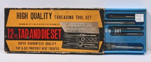 TAP & DIE: A vintage boxed 12pc. &nbsp;Tap and Die Set by Kingcraft tools. Appears to be used.