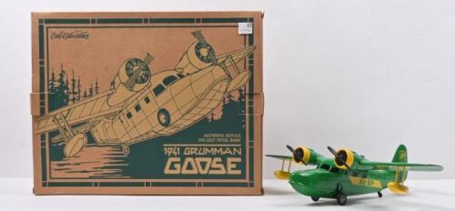 BP: An Ertl Collectibles 1941 GRUMMAN GOOSE die-cast metal money bank in green and yellow 'Air BP' livery (K005)