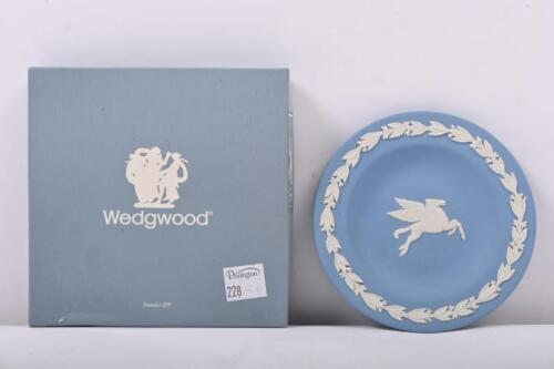 PEGASUS: A circa 1992 Wedgwood white and blue Jasper Ware plate with 'Pegasus' motif. One of 500
