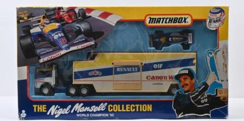 MANSELL: An interesting MATCHBOX 'THE Nigel Mansell COLLECTION' (NM-860) set consisting of a Canon Williams Transporter & Williams-Renault F1 Matchbox car