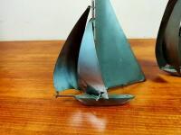 YACHTS: Two metal stylised yachts at full sail - 2