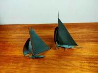 YACHTS: Two metal stylised yachts at full sail - 4