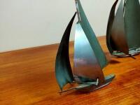YACHTS: Two metal stylised yachts at full sail - 5