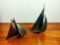 YACHTS: Two metal stylised yachts at full sail - 7