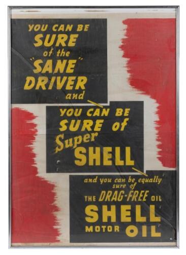 SHELL: A excellent c1930s Shell 'You Can Be Sure Of...' framed paper advert, measures 72.5cm wide, 102.5cm high