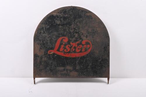 LISTER: A interesting metal&nbsp;'Lister' agriculture machinery part/cover with 'Lister' screen printed to face.&nbsp;