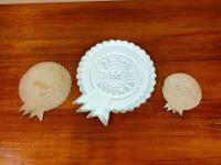 BMC: Three 'BMC Sales and Service' period rosettes, two in card and larger in plastic, 30cm wide largest - 2