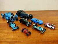 BUGATTI: A collection of eight Bugatti scale models