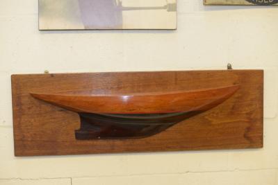 MARITIME: A timber half hull model of a sailing boat