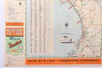 BROADBENTS: A c1950s large colour printed folding Broadbent's 'Offical Copyright Map No.182 - 'Melbourne To and Fro', featuring Mobil Oil Advertising, 73.5cm wide, 99cm high unfolded.&nbsp; - 2
