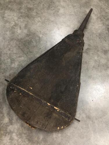 BELLOWS: A massive pair of antique wood bellows measuring 159cm high
