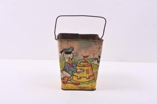 MICKEY MOUSE: A vintage Willow Walt&nbsp;Disney sand pail bucket featuring characters such as Mickey Mouse, Donald Duck, Pluto and others