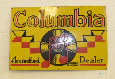 COLUMBIA: A rare 'Columbia Accredited Dealer' records enamel sign