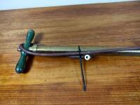 PUMP: An early brass and timber foot pump, circa 1920s/30s - 2