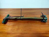 PUMP: An early brass and timber foot pump, circa 1920s/30s - 5