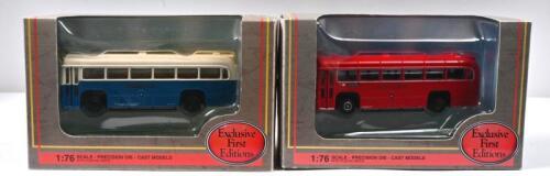 AEC: Two 1:76 scale Exclusive First Editions AEC RF Bus models. 'PREMIER TRAVEL' livery (23314) & 'LONDON TRANSPORT' livery (23318)