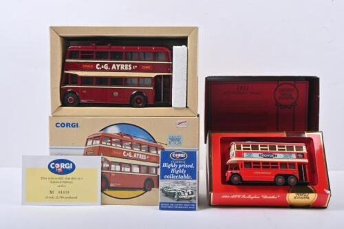 TROLLEYBUS: Two trolleybus models. Limited Edition CORGI CLASSIC PUBLIC TRANSPORT SUNBEAM TROLLEYBUS in 'READING CORPORATION TRANSPORT' livery (97800), numbered '01639' of 12,750 & MATCHBOX 'Models of Yesteryear' SPECIAL EDITION Y10 1931 AEC Trolleybus "Diddler"