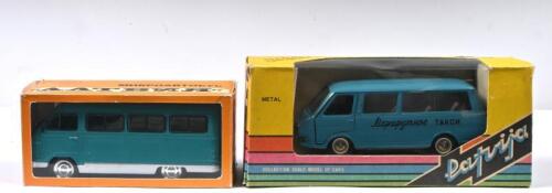 RUSSIAN MINIVAN: Two 1:43 scale Russian Minivans. RAF-2203 Latvija Taxi van & De AGOSTINI 'RAF-977DM "Latvia"' Mini Van in teal blue