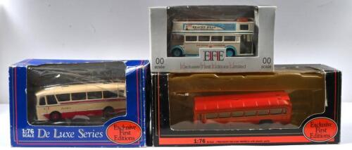 VINTAGE BUSES: Three 1:76 scale Exclusive First Editions vintage bus models. A.E.C REGENT in 'EASTBOURNE CORPORATION' livery