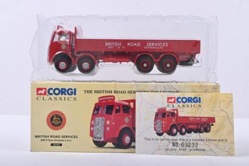 ERF: A 1:50 scale CORGI CLASSICS ERF V TYPE DROPSIDE LORRY in 'BRITISH ROAD SERVICES' livery (10101). Numbered '03232' of 5,700 produced