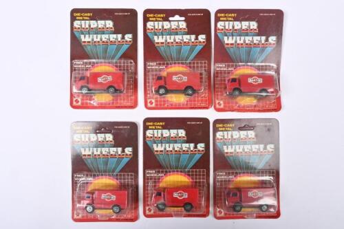 SUPER WHEELS: A group of six SZE TOY No.1602 'Super Wheels' delivery trucks in red with 'MARTINI' labels