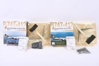 SINGAPORE AIRLINES: Two 1:400 scale Dragon Wings Aircraft Premiere Collection diecast models&nbsp;in&nbsp;'SINGAPORE AIRLINES - MEGATOP' livery. Boeing B747-412 models