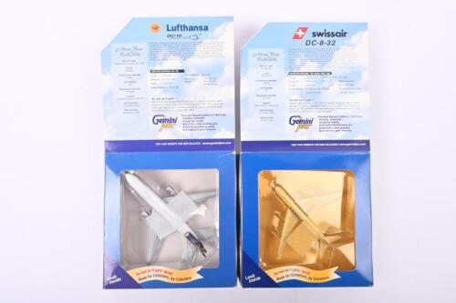 MCDONNELL DOUGLAS: Two Limited Edition 1:400 scale McDonnell Douglas Gemini Jets diecast models. DC-8-32 in 'swissair' livery & DC-10 in 'Lufthansa' livery