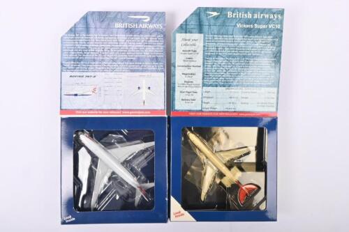BRITISH AIRWAYS: Two 1:400 scale Gemini Jets diecast models including Boeing 787-8 & Vickers Super VC10. 'British Airways' livery