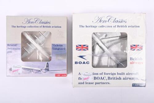 BRITISH AIRWAYS: Two 1:400 scale Aero Classics diecast models. Vickers Vanguard & G-AVPB in 'BOAC' and 'British Airways' liveries