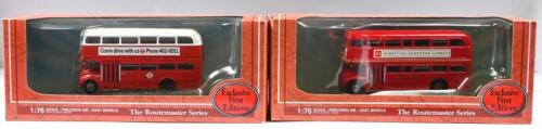 ROUTEMASTER: Two 1:76 scale Exclusive First Editions 'The Routemaster Series' bus models. 'Come drive with us - Phone 402-0011' & 'BRITISH EUROPEAN AIRWAYS' liveries