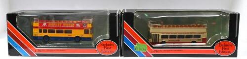ENGLISH BUSES: Two Exclusive First Editions 1:76 scale bus models. Bristol VR II Open Topbus in 'SOUTHERN NATIONAL' livery (18501) & Bristol VRIII Open Top in 'PROVINCIAL' livery (18605)