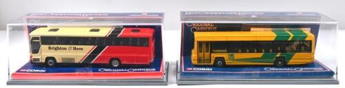 BRITISH BUS LINES: Two Limited Edition 1:76 scale CORGI 'BUS OPERATORS IN BRITAIN' models. Plaxton Premiere in 'BRIGHTON & HOVE BUS & COACH COMPANY' livery & Leyland Lynx MKII in 'MAIDSTONE & DISTRICT (PARK & RIDE) livery