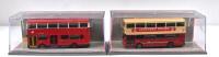ENGLISH BUS LINES: Two Limited Edition 1:76 scale CORGI 'THE ORIGINAL OMNIBUS' bus models. MCW&nbsp;METROBUS MKI&nbsp;(45103) in red 'LONDON TRANSPORT' livery (1st DELIVERED) & MCW METROBUS MkII&nbsp;(45104) bus in 'EAST KENT ROAD CAR CO. LTD' livery