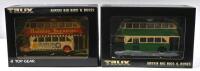 REGENT: Two 1:76 scale TRUX 'AUSSIE BIG RIGS & BUSES' AEC 1946 REGENT bus models. TX6K&nbsp;in green Sydney Route 324 & TX6J&nbsp;in Gold Coast, Stradbroke Island ferry&nbsp;liveries