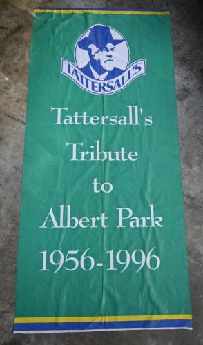 TATTERSALLS: A Tattersalls 'Tribute to Albert Park 1956-1996' flag banner, 198cm high, 98cm wide