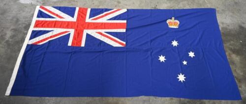 FLAG: A large fully sewn fabric Evan & Evans of Melbourne Australian flag made for the 1956 Melbourne&nbsp;XVI 16th Olympics. 273cm wide, 136cm high.