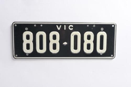 Six-Digit Victorian Custom Numeric plates '808-080', sold with rights to display [Location: Melbourne] Amended Listing
