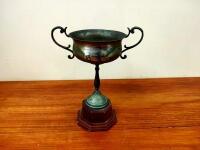 HARLEY-DAVIDSON: A rare silver plate twin handled presentation trophy 1939