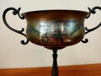 HARLEY-DAVIDSON: A rare silver plate twin handled presentation trophy 1939 - 2
