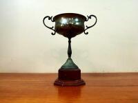 HARLEY-DAVIDSON: A rare silver plate twin handled presentation trophy 1939 - 6