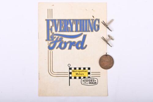 FORD: A selection of Ford related items including 'Everything Ford' Metropolitan Motors QLD brochure, Falcon Sprint cufflinks and XD Falcon 1979 'New Ford Falcon' medallion.&nbsp;