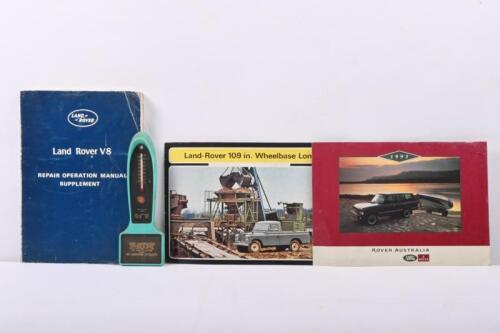 LAND-ROVER: Three Land-Rover items including a Oct 1981 V8 repair manual and a 109 in. wheelbase full colour brochure, printed Sep 1971&nbsp;