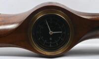 WWI: A nice circa 1917 Le Rhone 80 HP twin bladed prop centre with later Smiths faced quartz&nbsp;movement clock, in working order., 75cm long, glass face 13cm diameter. - 2