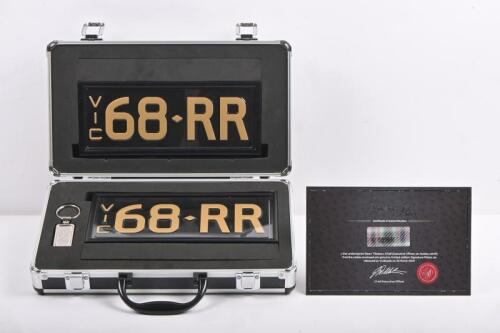 Victorian Signature Series plate '68-RR', sold with rights to display [Location: Melbourne]