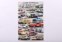 TOURING CARS: A colour print on photographic paper titled - 'CLASSIC AUSTRALIAN TOURING CARS' - print collage of historic Australian touring cars. Bryan Thomson & Allan Moffat signatures