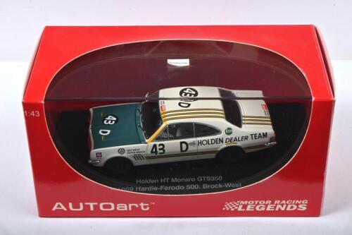 HT MONARO: A AUTOart - 'MOTOR RACING LEGENDS' - 1:43 scale Holden HT Monaro GTS350 as raced by Peter Brock and Des West to 3rd at 1969 Hardie-Ferodo 500. Numbered '4734' of 5904