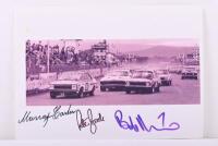 SURFERS PARADISE: A circa 1970s black and white image of a race start at Surfers Paradise Raceway. Picture signed by Peter Brock, Murray Carter & Bob Morris
