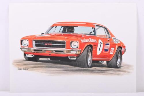 JANE: A print after the original depicting Bob Jane racing a HQ Holden Monaro GTS