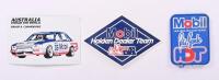 HDT: Three items related to Holden Dealer Team. Cloth 'Mobil HOLDEN DEALER TEAM - Peter Brock HDT' badge & stickers